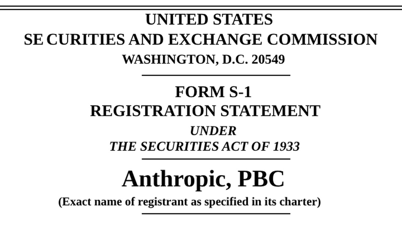 Portada del formulario S-1 de Anthropic, PBC presentado ante la Comisión de Valores de Estados Unidos.