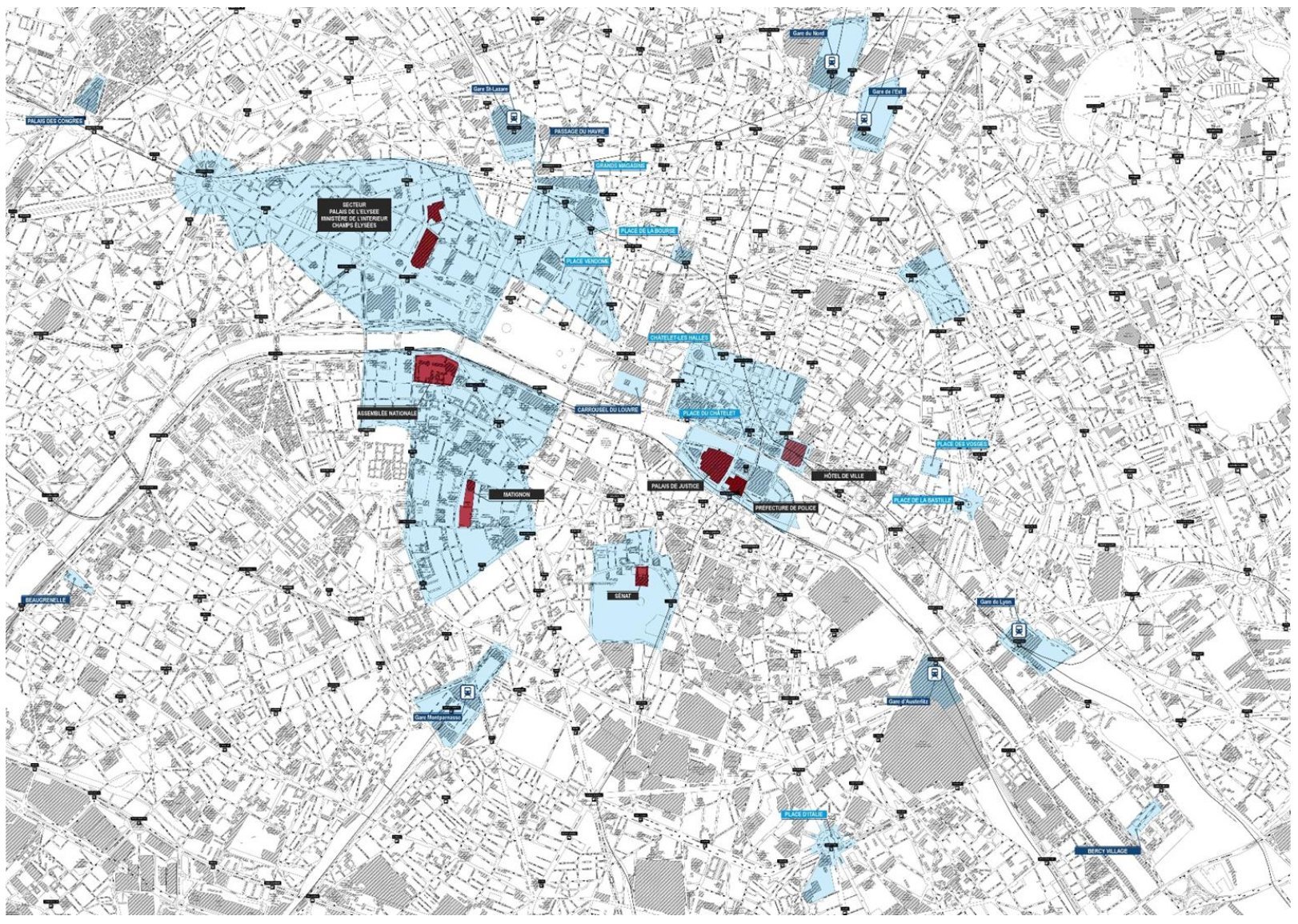 Mapa de París con las zonas donde rigen el toque de queda y la restricción para menores no acompañados durante el fin de semana